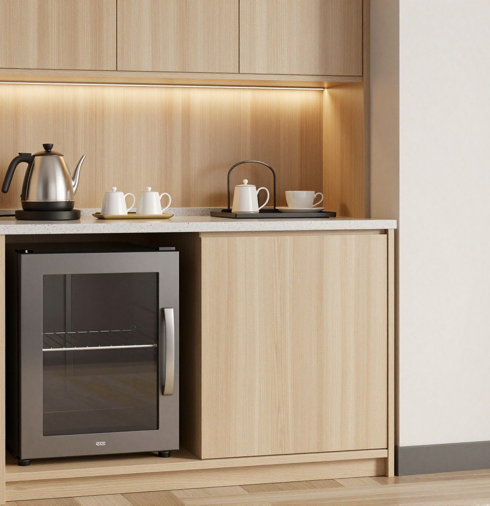 Minibar integrated in a guestroom cabinet