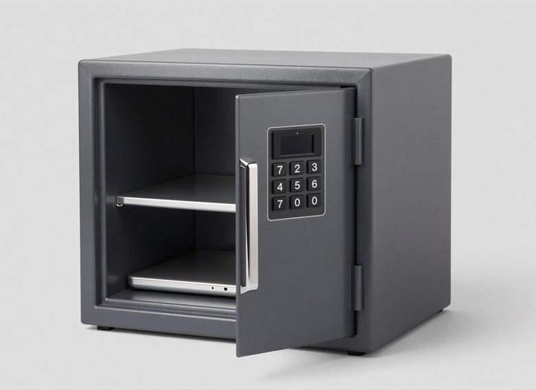 Electronic safe with digital keypad, open