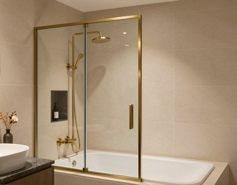 Fixed bath screen on a skirted tub