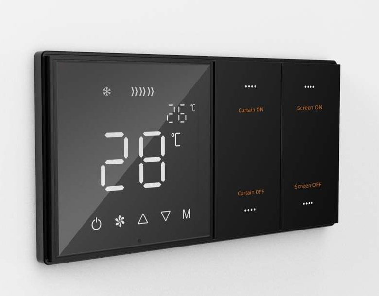 Smart control panel — temperature, curtain and screen control